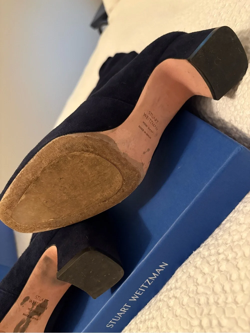 Stuart Weitzman Navy Suede Over-the-Knee Boots Size 7.0